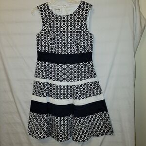 Jones Studio Sz 10 Sleeveless Dress Black And White Floral Lined Zip NEW C1